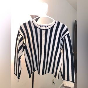 Chic Alexander wang 100 merino wool sweater stripe black and white size S